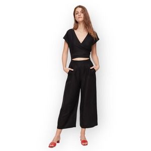 Wilfred Brax Jumpsuit Short-sleeve,Wide-leg Wrap Top Jumpsuit Size 2